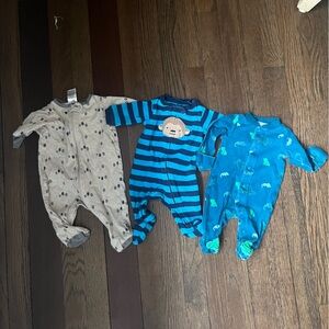 Gerber and Child of Mine Cute Newborn Baby Sleeper Footies - Bundle of 3
